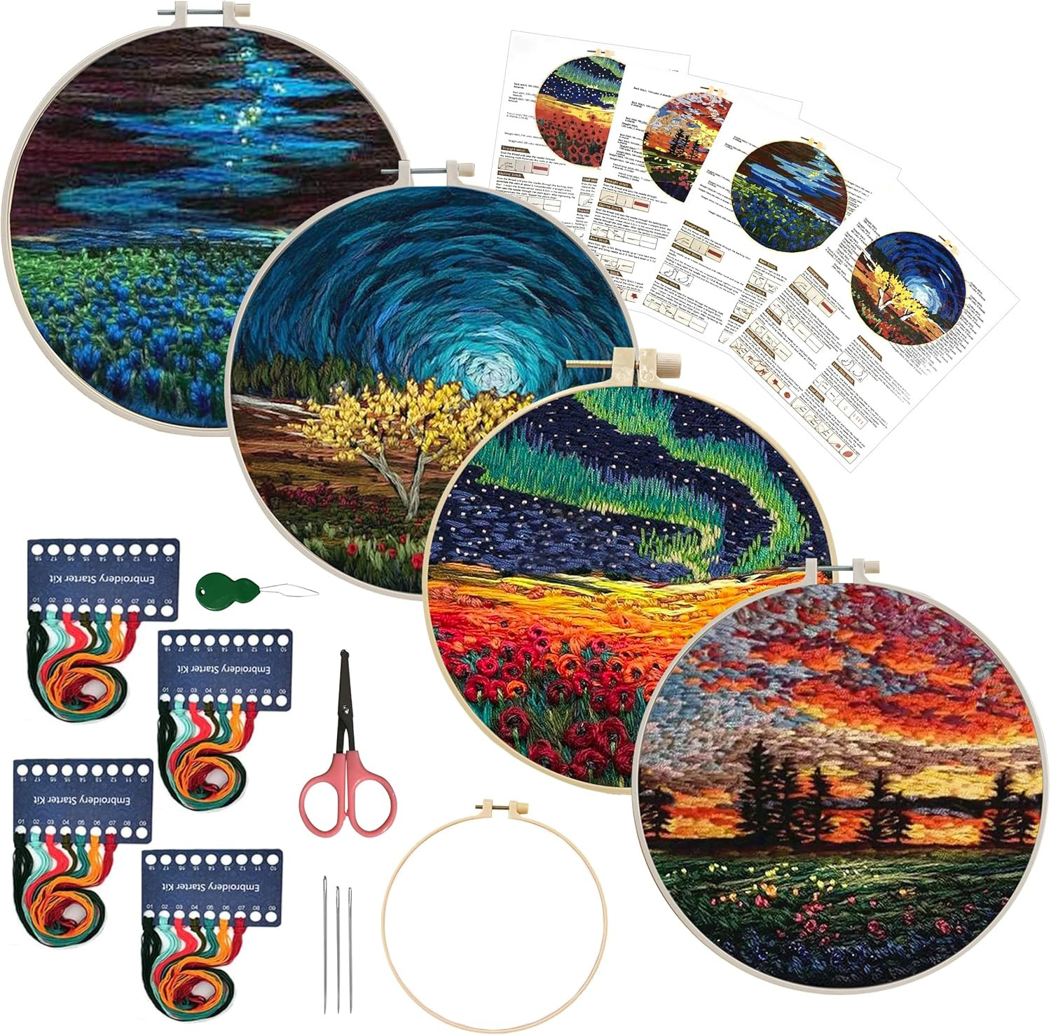 Starter Kit With Pattern, Stamped Cross Stitch Kits For Beginn