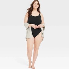 Auden Women's 4-Way Stretch Cami Bodysuit, Size XXL Black