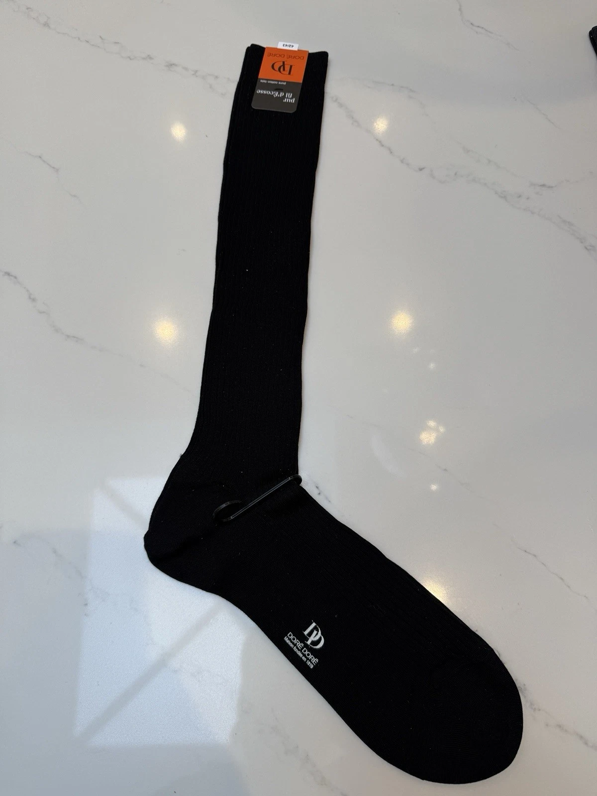 DORE DORE Long Cotton Rib-Knit Socks - BLACK 42/43 UK 8-9 - BNWT RRP £29