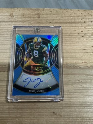 2025 Panini Select - Signatures Josh Jacobs #SP-JJC Light Blue Prizm /49 (AU)