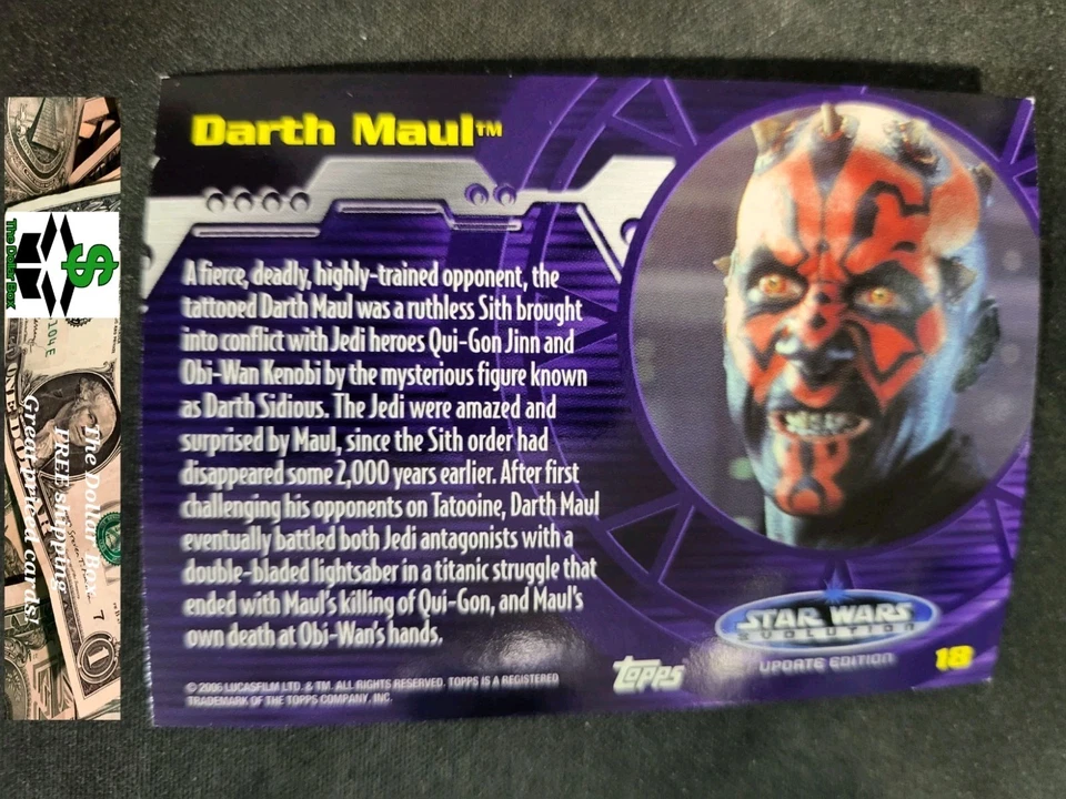 2006 Topps Star Wars Evolution Darth Maul Card #18 - Image 2 of 2