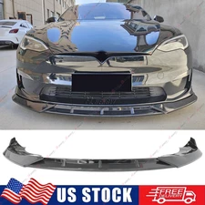 For Tesla Model S Facelift 2021-2025 Gloss Black Front Bumper Lip Body Kit 3PCS