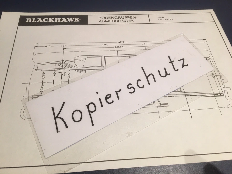 Ford Taunus 17 M P 2 - orig. Blackhawk Maßplan Bodengruppe - Bild 1 von 1