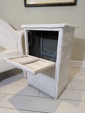 Vintage lloyd loom sewing laundry bedside table storage White multi purpose unit