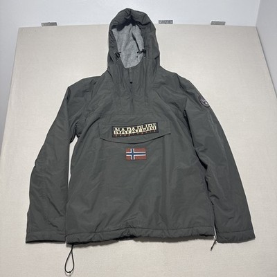 Napapijri Rainforest Jacket Mens Medium Grey Fleece Lined Anorak