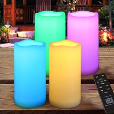 3x6 Outdoor LED Pillar Candles - IP64 Waterproof Multicolor with Timer Remote