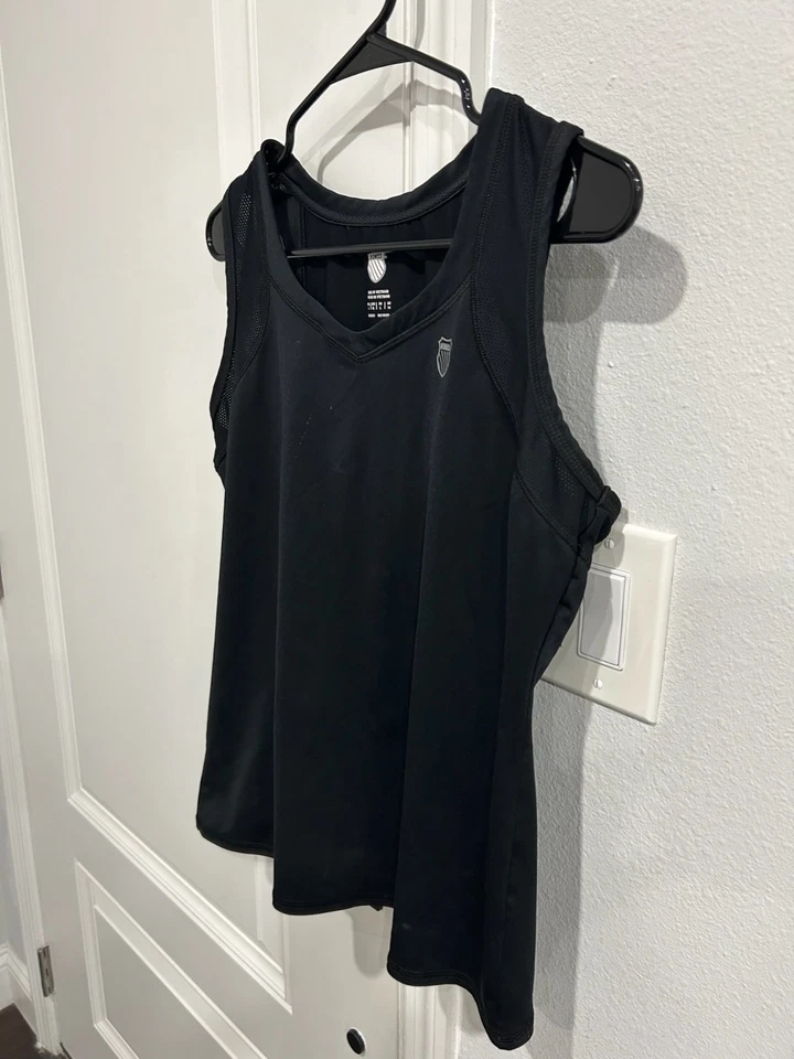 K-Swiss Black Mesh Performance Tank Top Athletic Workout Shirt Size L Breathable - Image 3 of 4
