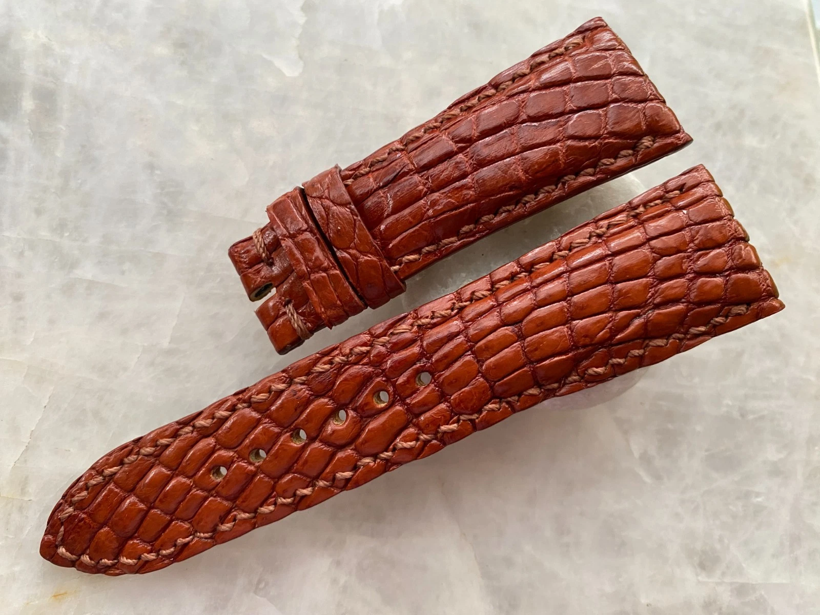 26mm/20mm Red Brown Alligator Crocodile Print Leather Watch Band
