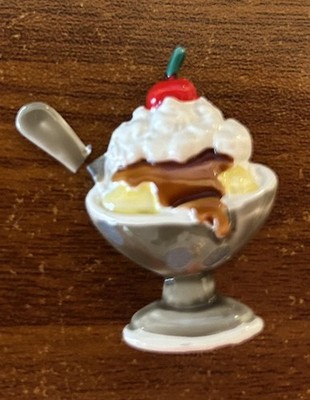 Vintage Ice Cream Sundae broken Spoon Pin used Free Shipping