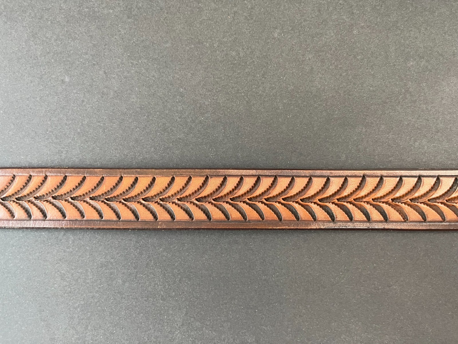 Leather Tooled Embossed Leaf Feather Pattern BELT… - image 4