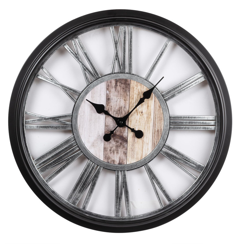 Kiera Grace Wall Clock 20 Inch Dublin Aged Silver Wall Clocks Battery Operated