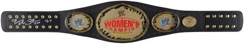 Cinturón de título réplica Trish Stratus WWE firmado campeonato femenino era Attitude Foto 3 de 4