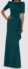Xscape Women's Green Ruched High Neck A-Line Gown Dress Size 12
