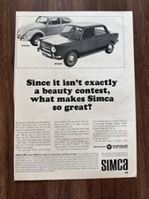 Simca Division Chrysler Motors Corporation Car Print Ad Vintage 1960s