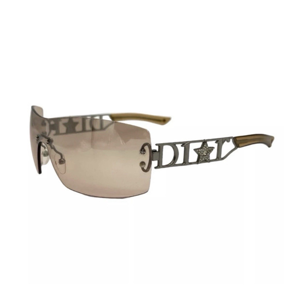 Dior Diorlywood rimless sunglasses brown and silver w crystal-embellished logo