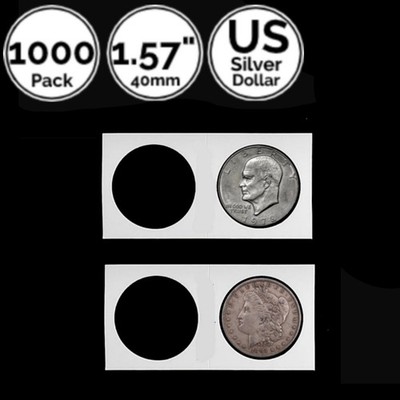 1000 Pack 40 mm Cardboard Flip Coin Holder 4 US Morgan Peace Silver Eagle Dollar
