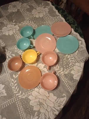 Vintage 11 Piece Hazel Atlas Pastel Colors Tea Set