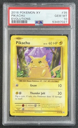 PIKACHU PSA 10 2016 POKEMON XY EVOLUTIONS #35/108 GEM MINT 7027
