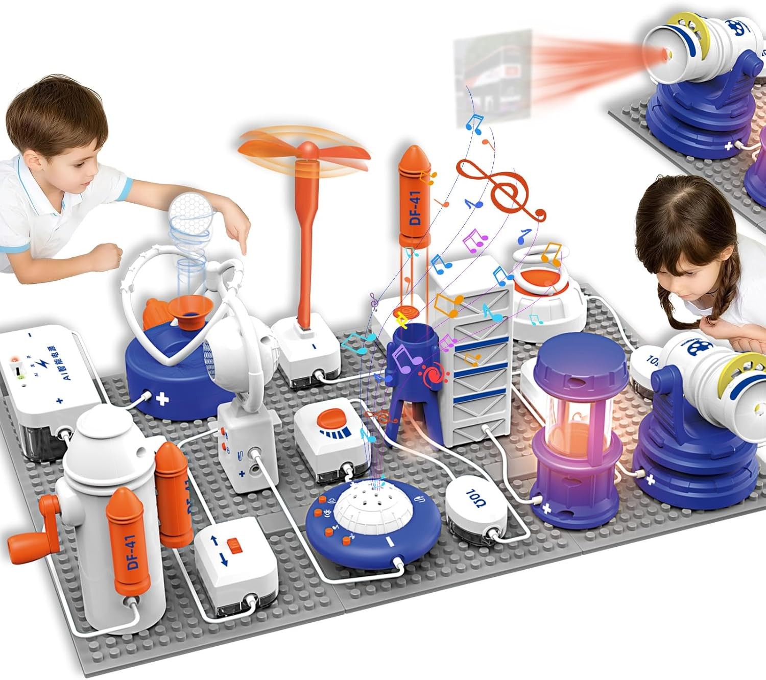 Science STEM Kits for Kids, Electronics Exploration Kit, 66 Pcs DIY Circuit Part-image