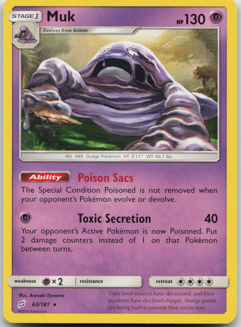 Pokemon Muk Rare 63/181 Team Up LP Dynamic