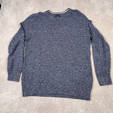 American Eagle Blue/White Knit Sweater Prep Fit Crew Neck Cotton Men's X Large