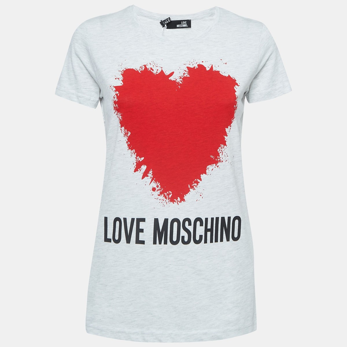 LOVE MOSCHINO カットソー Love Moschino Grey Logo Print Cotton Crew Neck T-Shirt S | eBay
