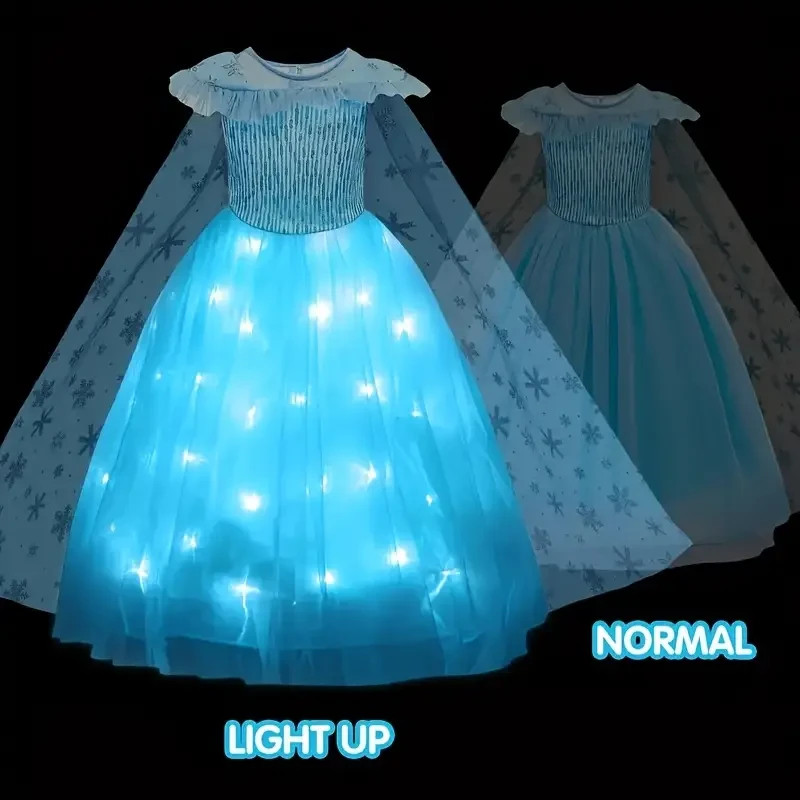 Vestido Iluminado Princesa Brillante Niño Fiesta de Cumpleaños Niñas Disfraz 6-8 Años