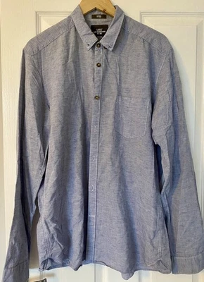 H&M Men’s fitted Blue Shirt long sleeve Size UK Large 100% cotton VGC 💙 - Image 1 of 4