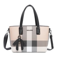 Gallantry, Mini-Shopper Damen Kariert Mit Schulterriemen, Taupe