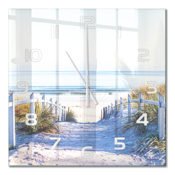 Moderne Wanduhr Aus Glas Mit Leisem Uhrwerk KüStendüNen WeißE Zeiger 60X60 Cm-image