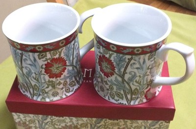 William Morris Pink & Rose Metropolitan Museum of Art Set of 2 Mugs Brand New