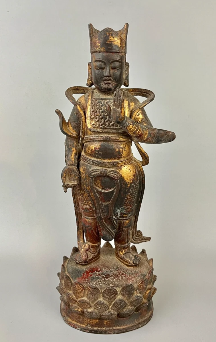 中國古董，古佛像，古銅製。 古仏像，古銅製，「貞觀年製」在銘