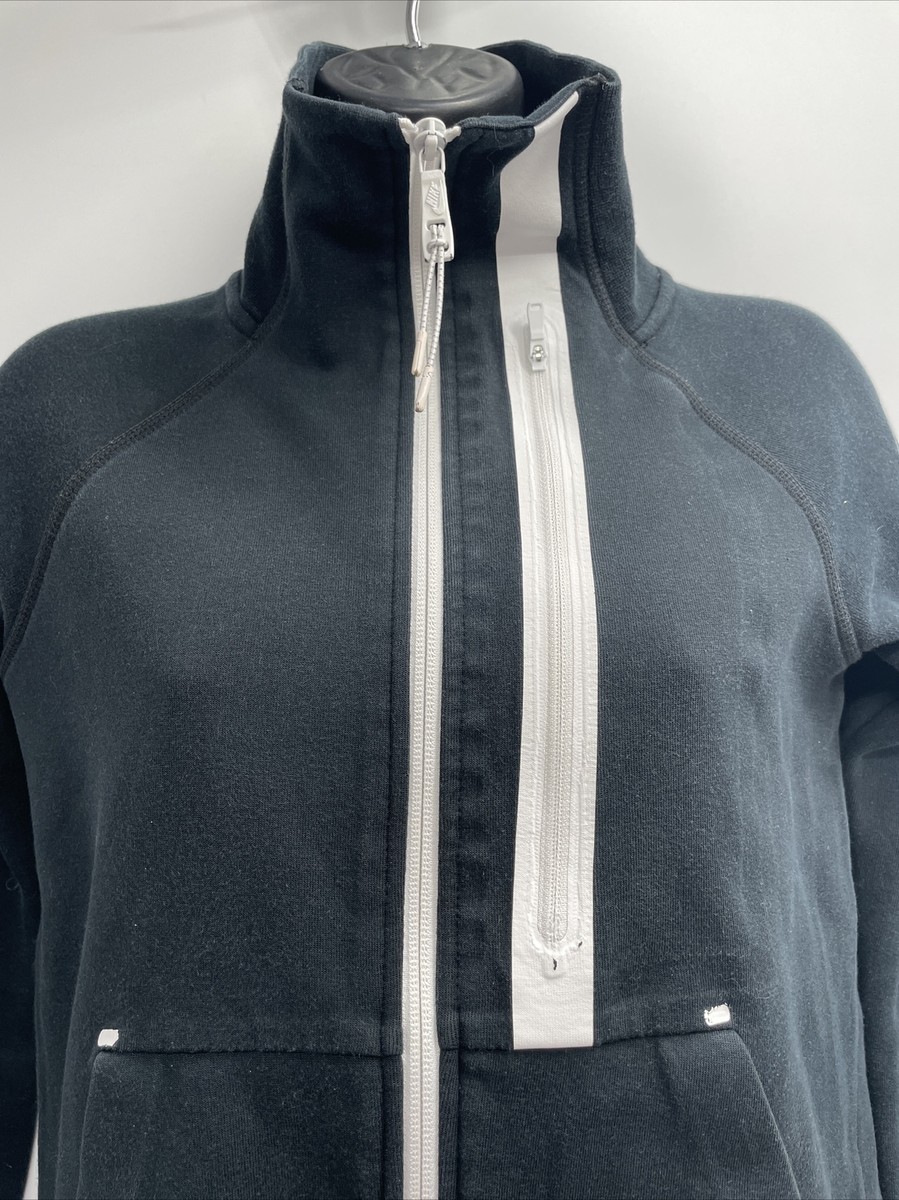Nike Tech Women's Black Full Zip Hi-Low Moto Cape Fleece Pockets