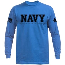 Navy Military Patriotic US Flag Veteran Long Sleeve