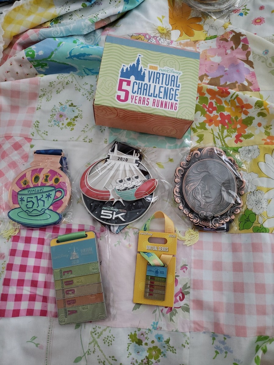 Run Disney Virtual Race Challenge 2020 Complete Set Medals And Pin