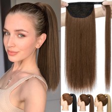 Mega Thick Wrap On Ponytail Natural As Human Hair Extensions Curly Wavy Straight
