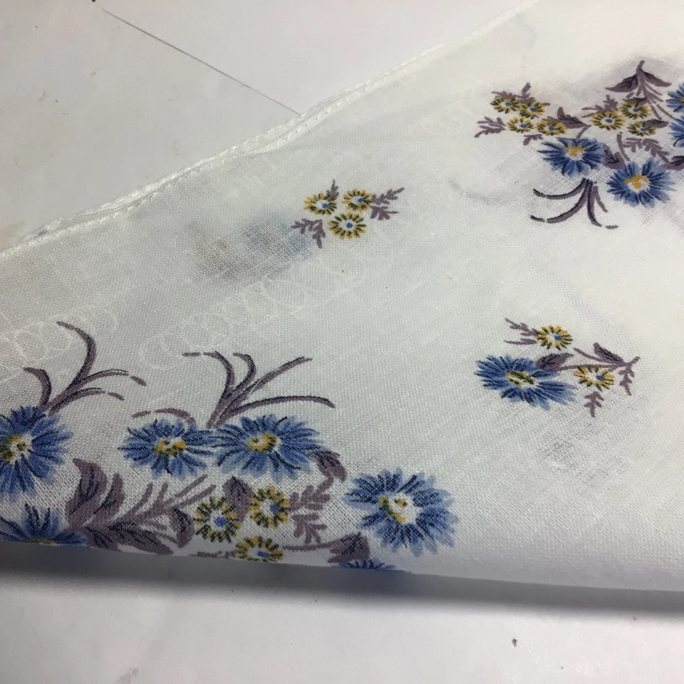 hankerchiefs 2, blue flowers with a cotton fabric. new but vintage - Image 3 of 4