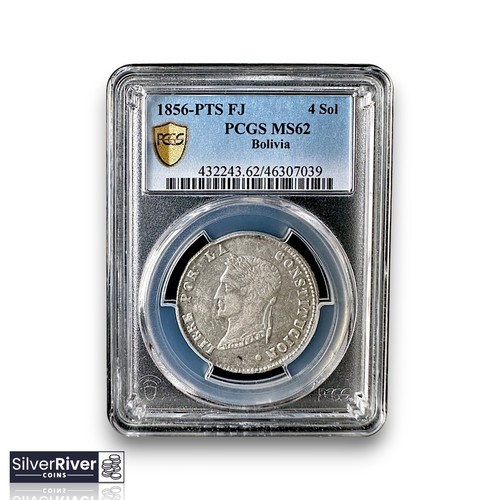 1856-PTS FJ Bolivia Silver 4 Soles (*Certified MS62 by PCGS*) - 第 1/4 張圖片