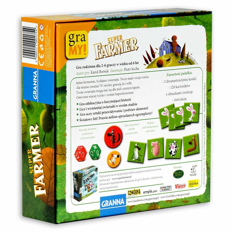 Super Farmer Superfarmer wiek: 6+, GRA POLSKA,Gra rodzinna. 2-6 os - Image 4 of 4