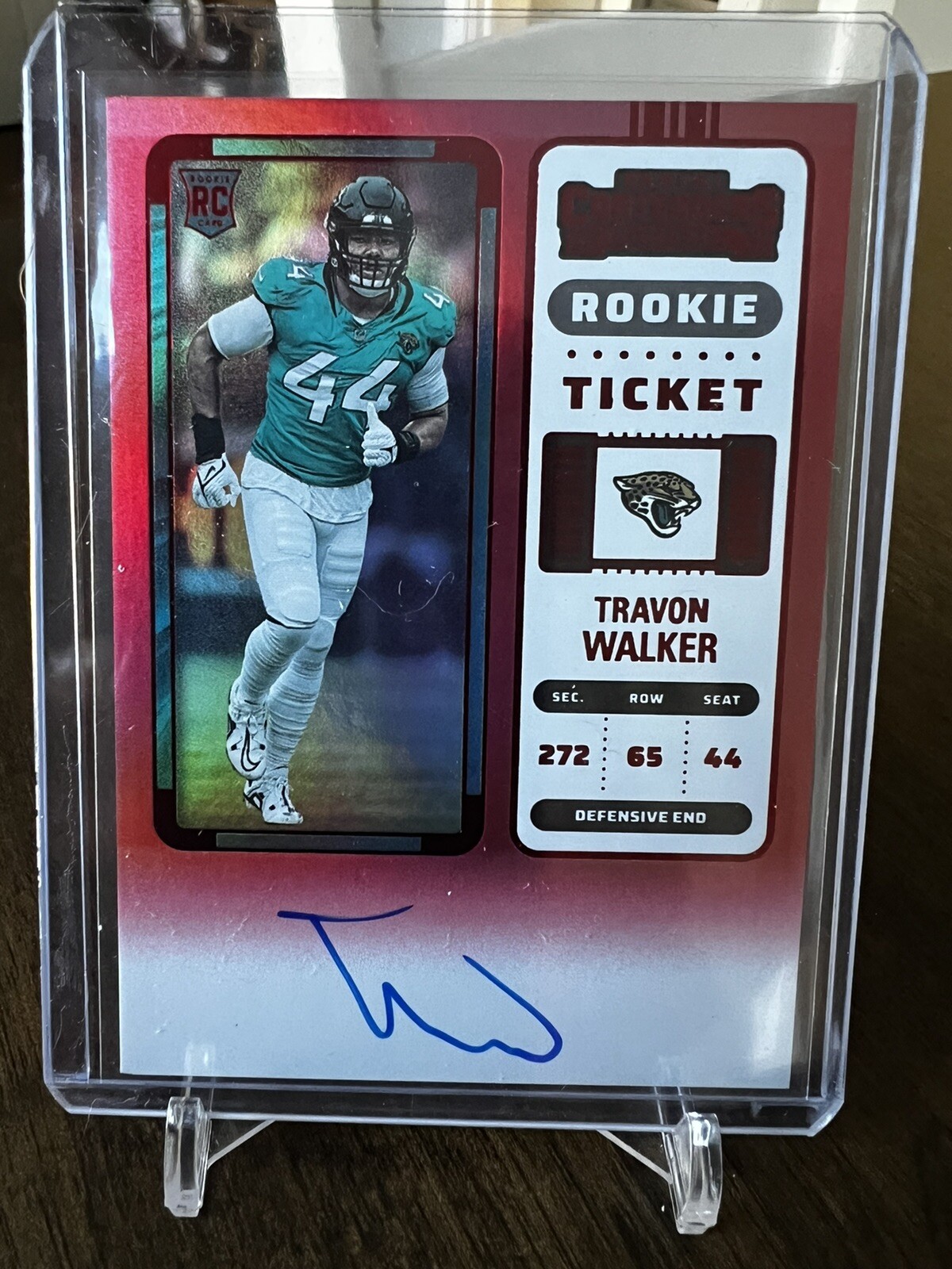 2022 Travon Walker Panini Contenders Rookie RPS FOTL Red Zone Auto Jaguars (SD)