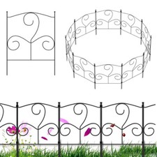 Elegant 10pcs Decorative Garden Fencing Black Metal Border Edging Fence Panels