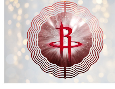 Handmade Houston Rockets Inspired 8in Round 3D Wind Spinner