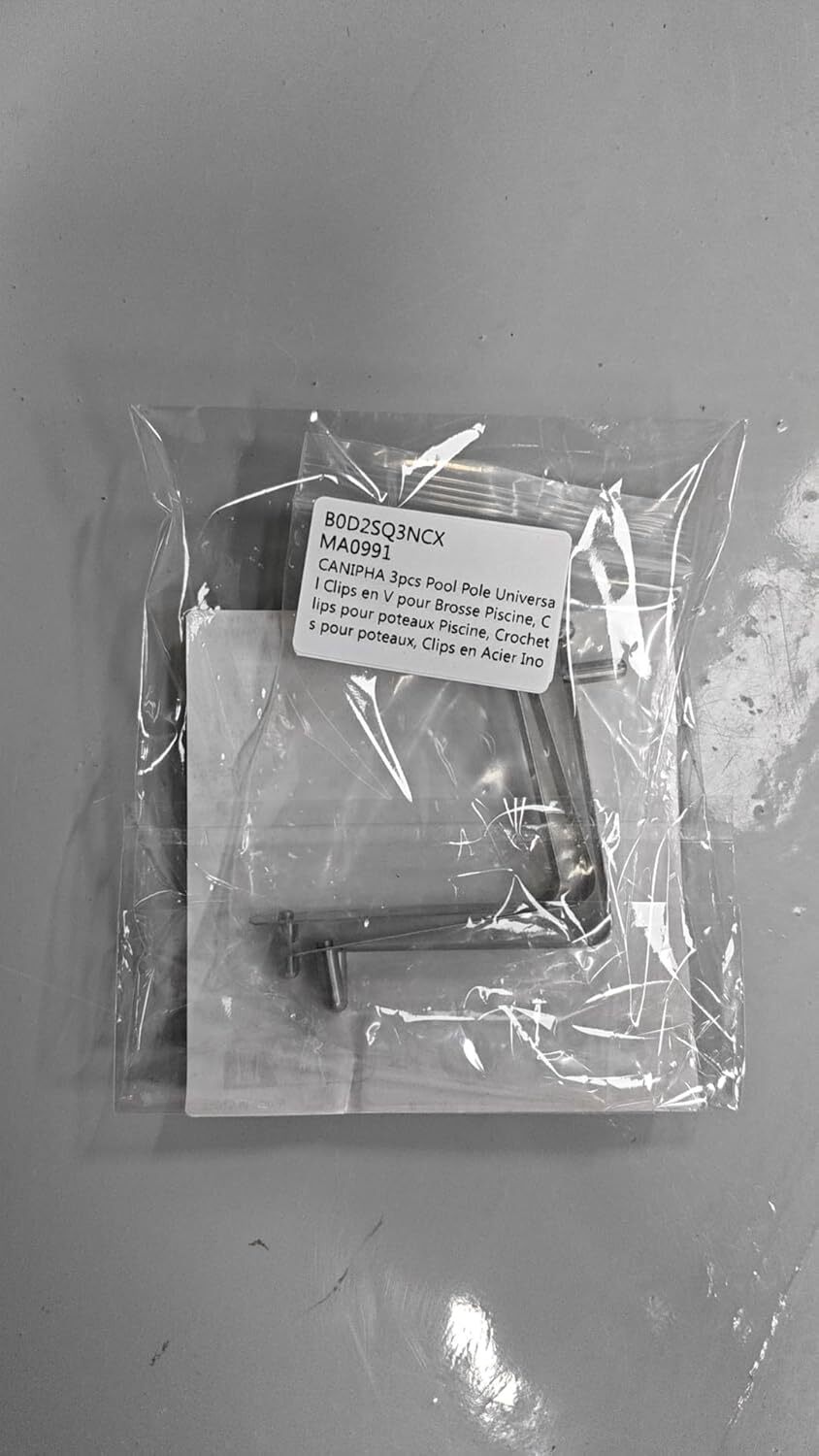 3Pcs Pool Brush Clips V-Shaped Stainless Steel Clips for Poles Skimmers Spa Tool