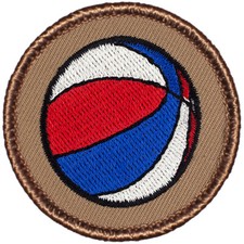 Red White Blue Basketball Patrol Patch - 2" Round Embroidered Patch