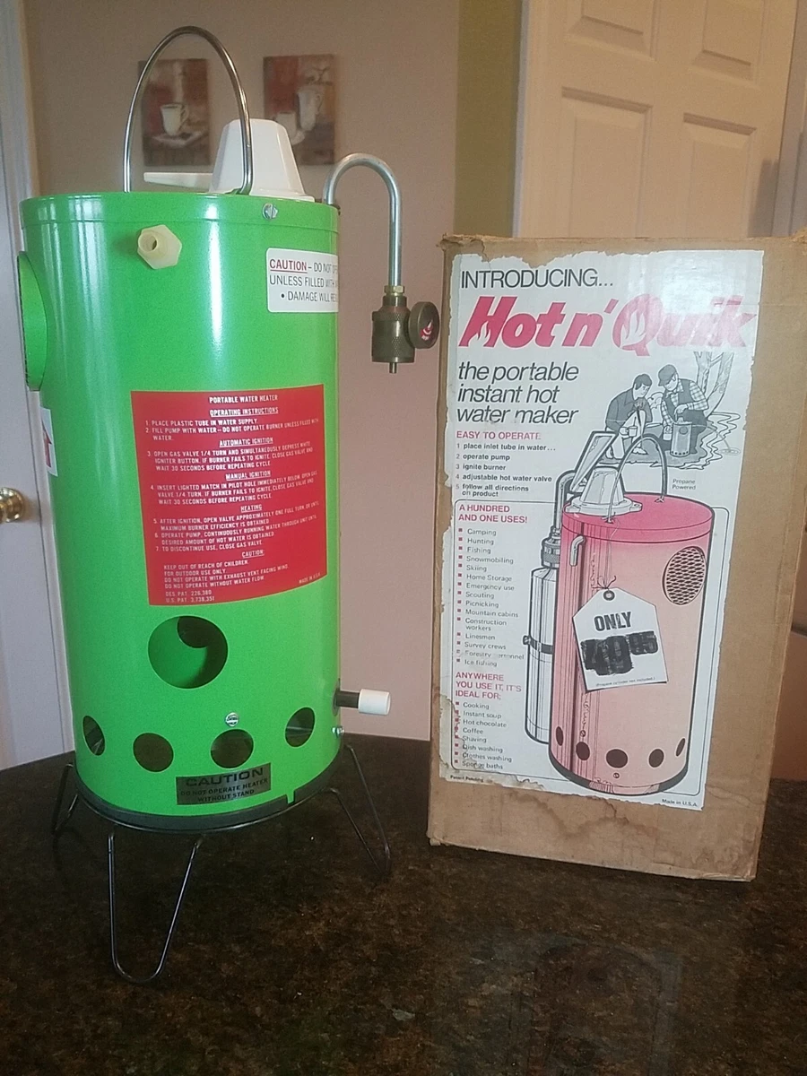 Hot nu0026#039; Quick Vintage Portable Propane Camping Hot Water Heater Used  One Time! | eBay