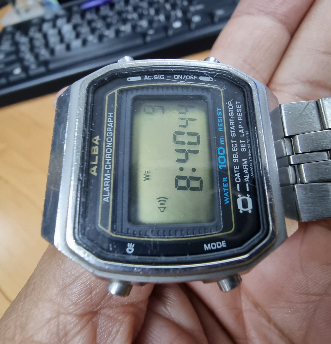 rare vintage 1983 Alba Y789-5380 (SeikoPulsar) alarm chrono 10bar