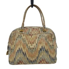 Vintage Morris Moskowitz Leather Hobo Top Handle Handbag Southwestern Chevron