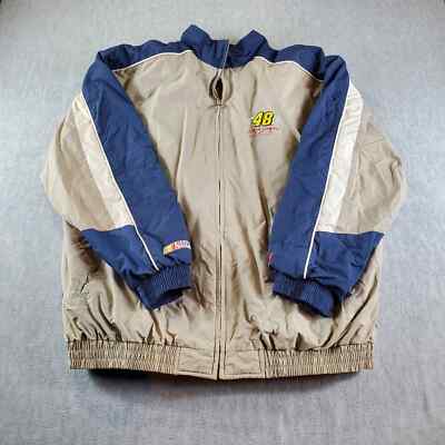 Vtg Nascar Jacket Mens 2XL Tan Chase Authenics Jimmie Johnson #48 Racing