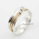 Narrow Orbit 925 Sterling Silver Spinner Ring Hammered Meditation Statement Ring