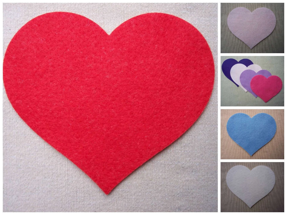 FELT Large HEARTS Die Cuts Valentines Decorations Christmas Appliques - VARIOUS